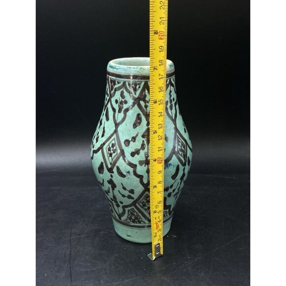Safi 7” Vase Teal Green Brown Persian Middle Eastern Pottery Primitive READ - Picture 5 of 12